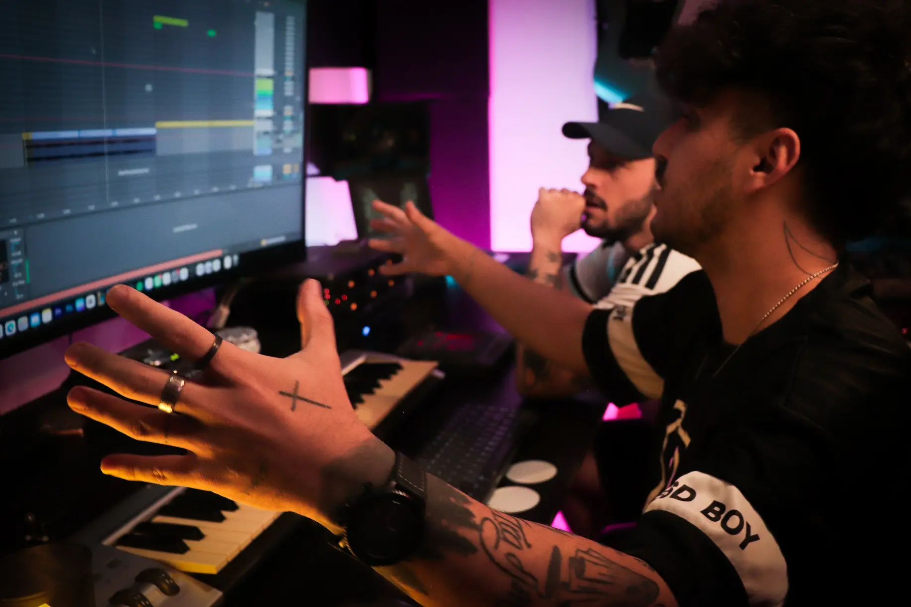 ravage and student in the studio